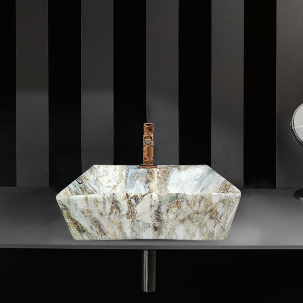 Delta 2 in 1 Table Top & Wall Hung Designer Wash Basin(M39) with Waste Pipe & Coupling set (16*12*5)(25) Wall Hung Basin(Multicolor)