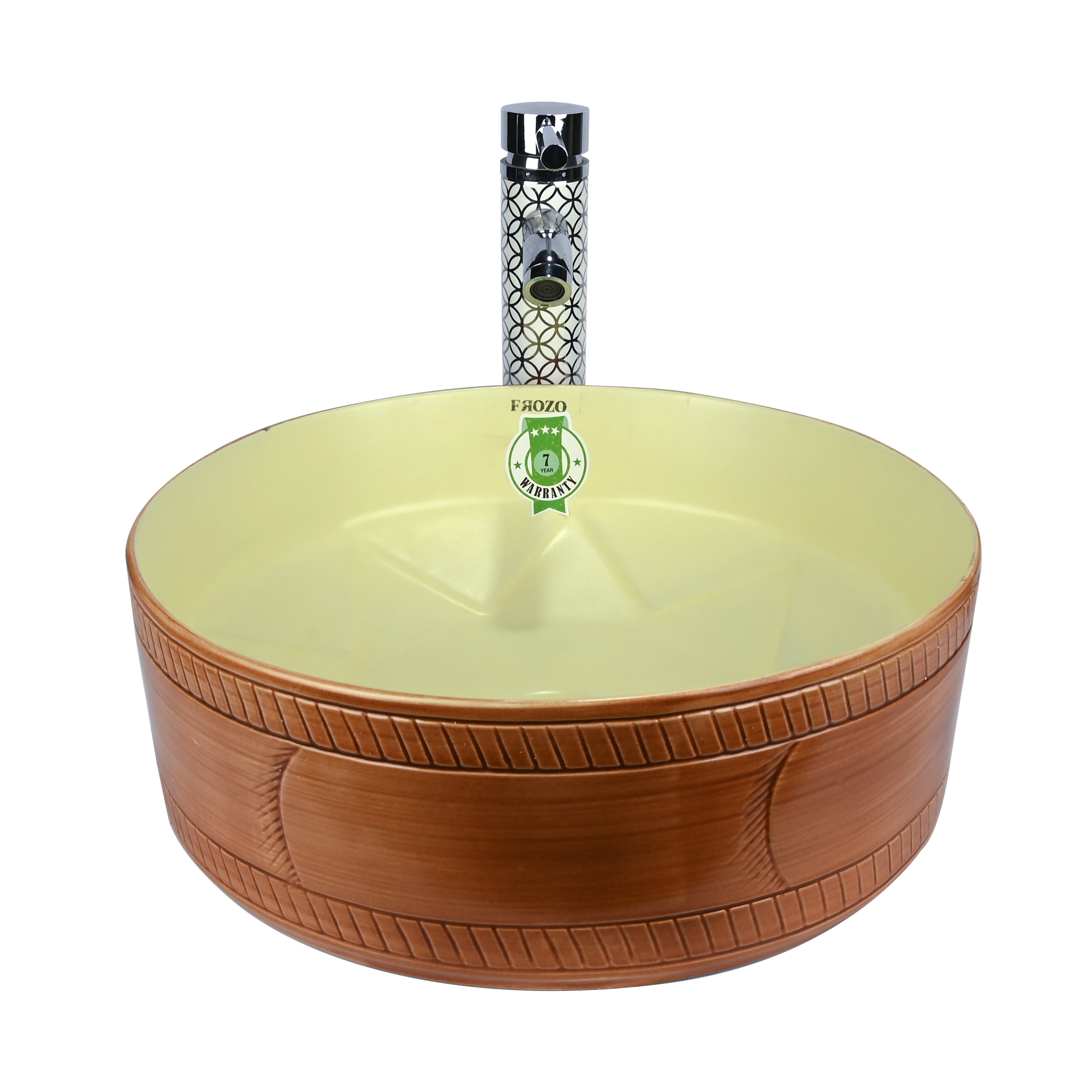 FROZO Table Top Premium Designer Ceramic iVory Wash Basin(102) Forac-102 Table Top Basin (Multicolor)