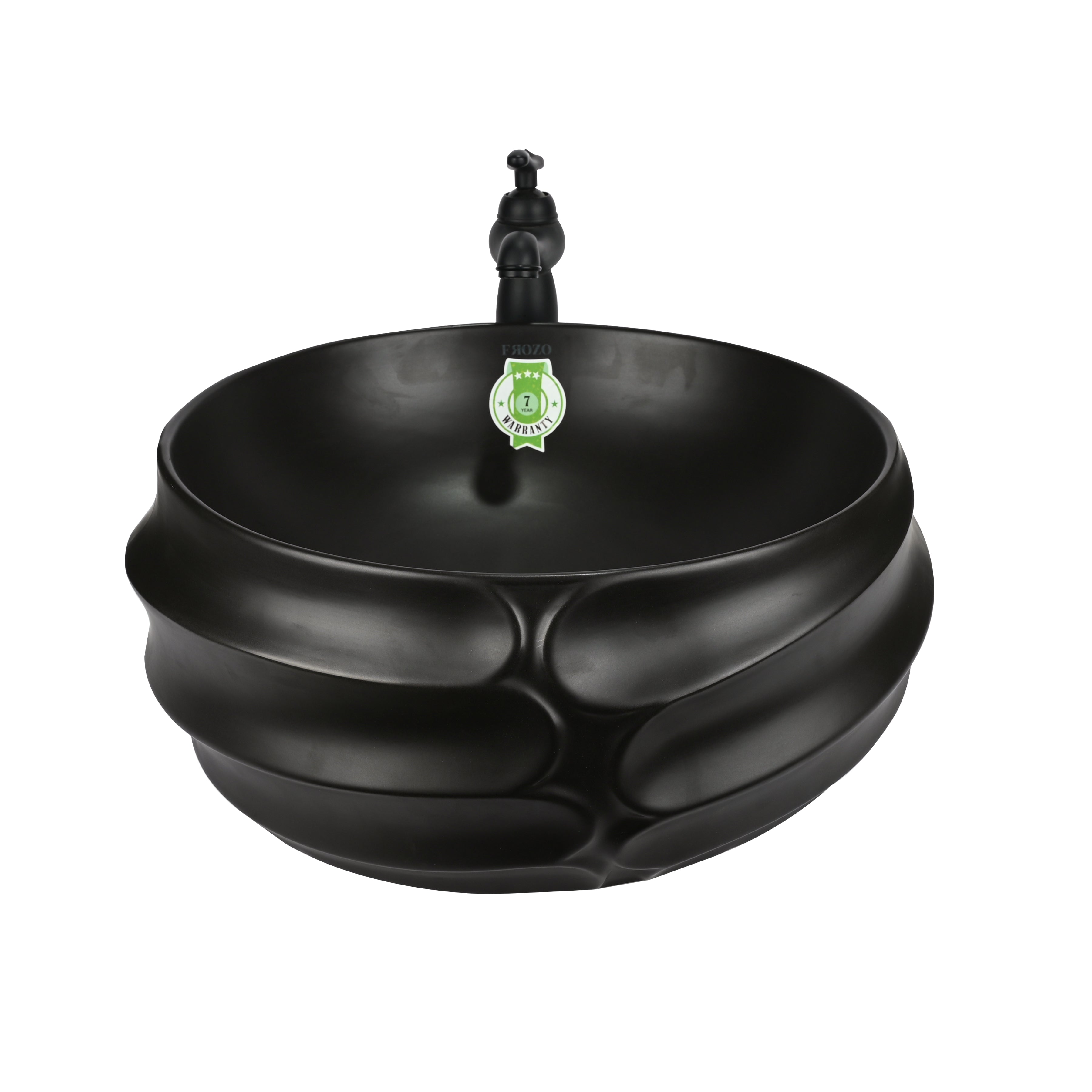 FROZO Table Top Premium Designer Ceramic Black Matt Wash Basin(101) Flis-101 Table Top Basin (Multicolor)