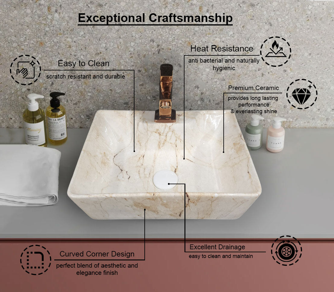 Delta 2 in 1 Table Top & Wall Hung Designer Wash Basin(M95) with Waste Pipe & Coupling set (16*12*5)(25) Wall Hung Basin(Multicolor)