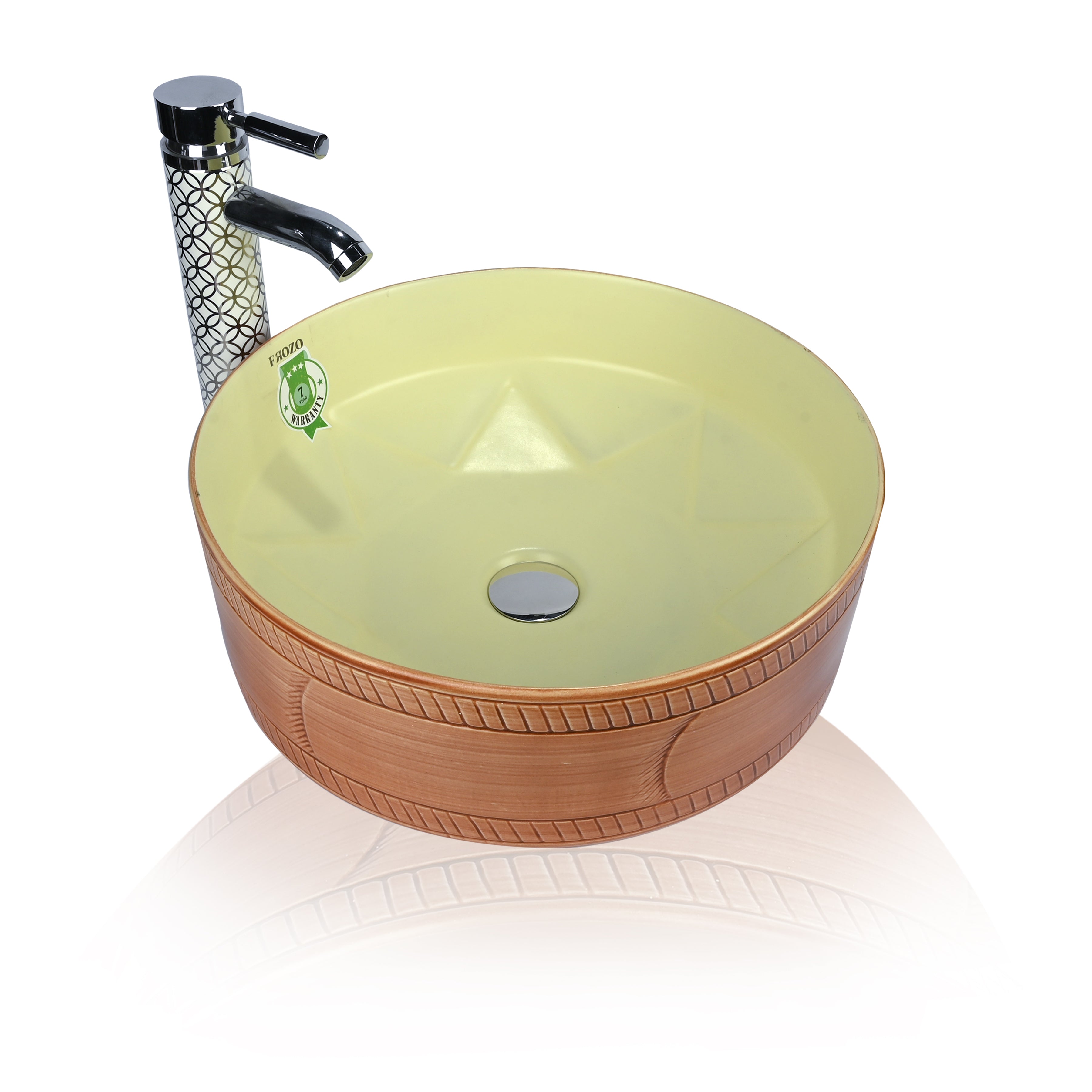 FROZO Table Top Premium Designer Ceramic iVory Wash Basin(102) Forac-102 Table Top Basin (Multicolor)