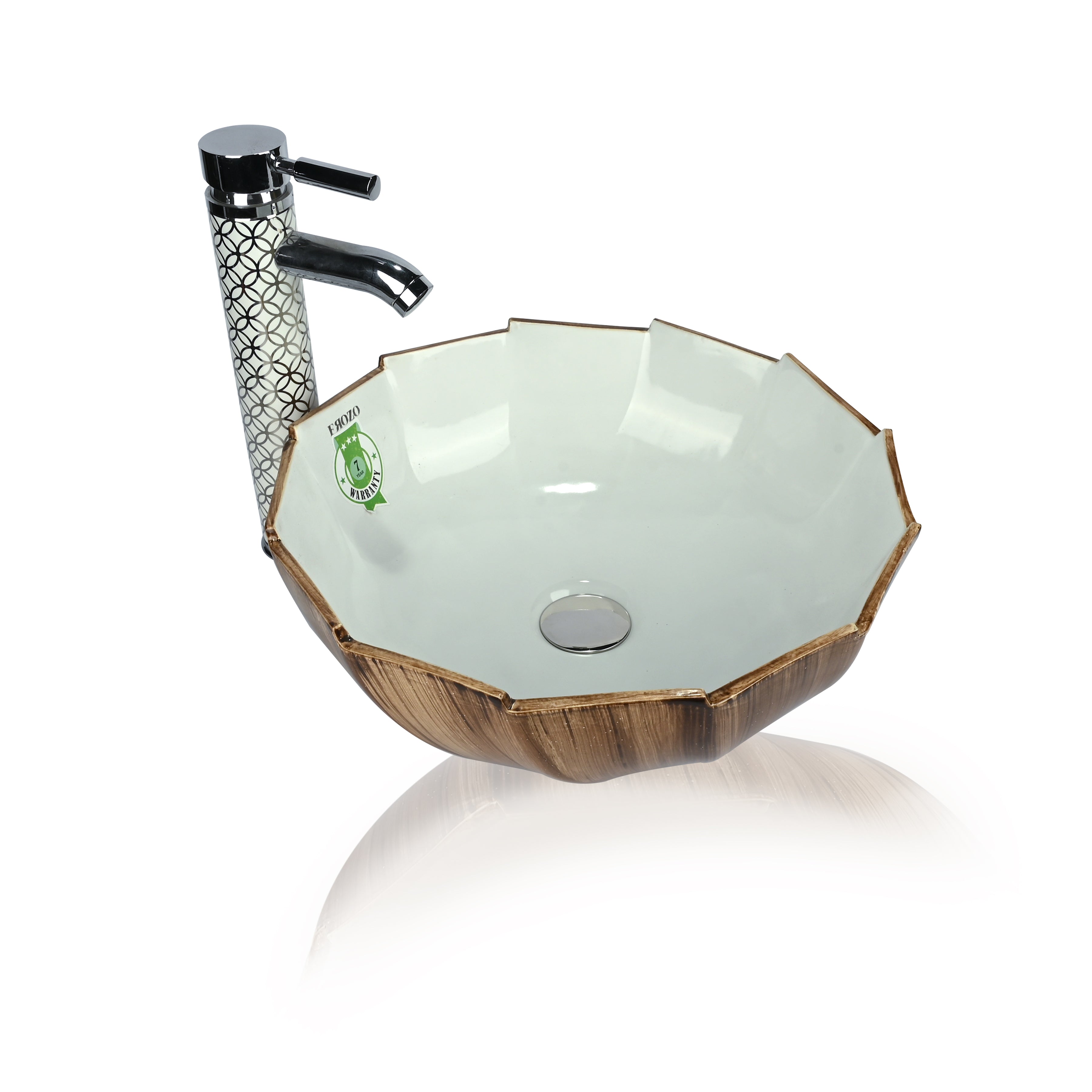 FROZO Table Top Premium Designer Ceramic Wash Basin(103) Flot-103 Table Top Basin (Multicolor)