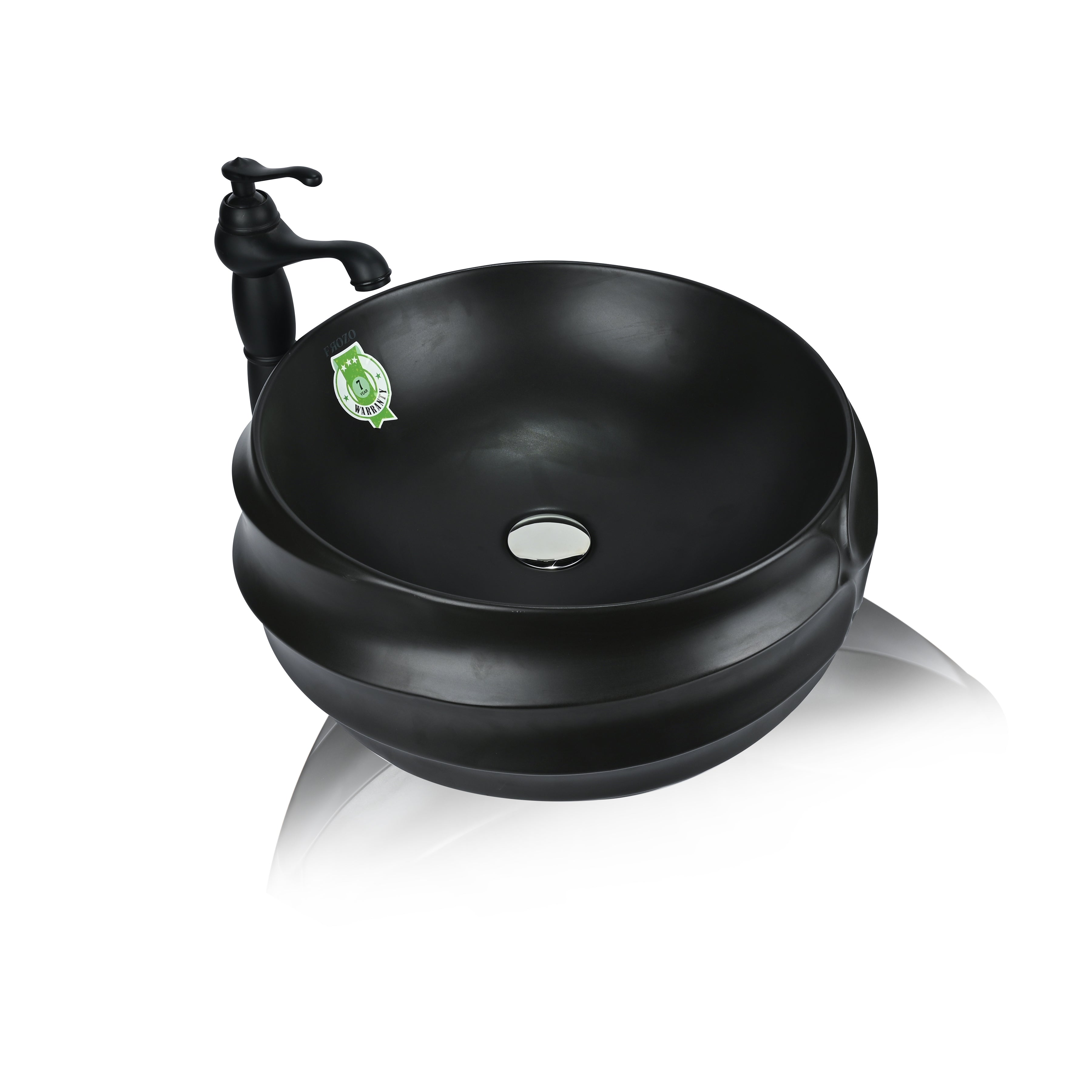 FROZO Table Top Premium Designer Ceramic Black Matt Wash Basin(101) Flis-101 Table Top Basin (Multicolor)
