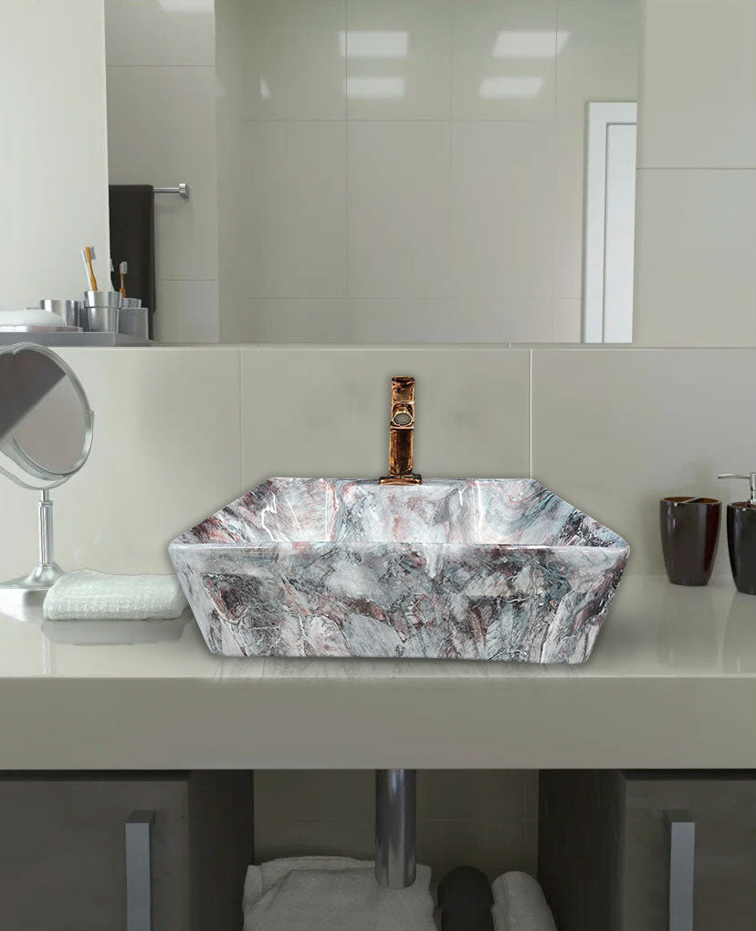 Delta 2 in 1 Table Top & Wall Hung Designer Wash Basin(M16) with Waste Pipe & Coupling set (16*12*5)(25) Wall Hung Basin(Multicolor)