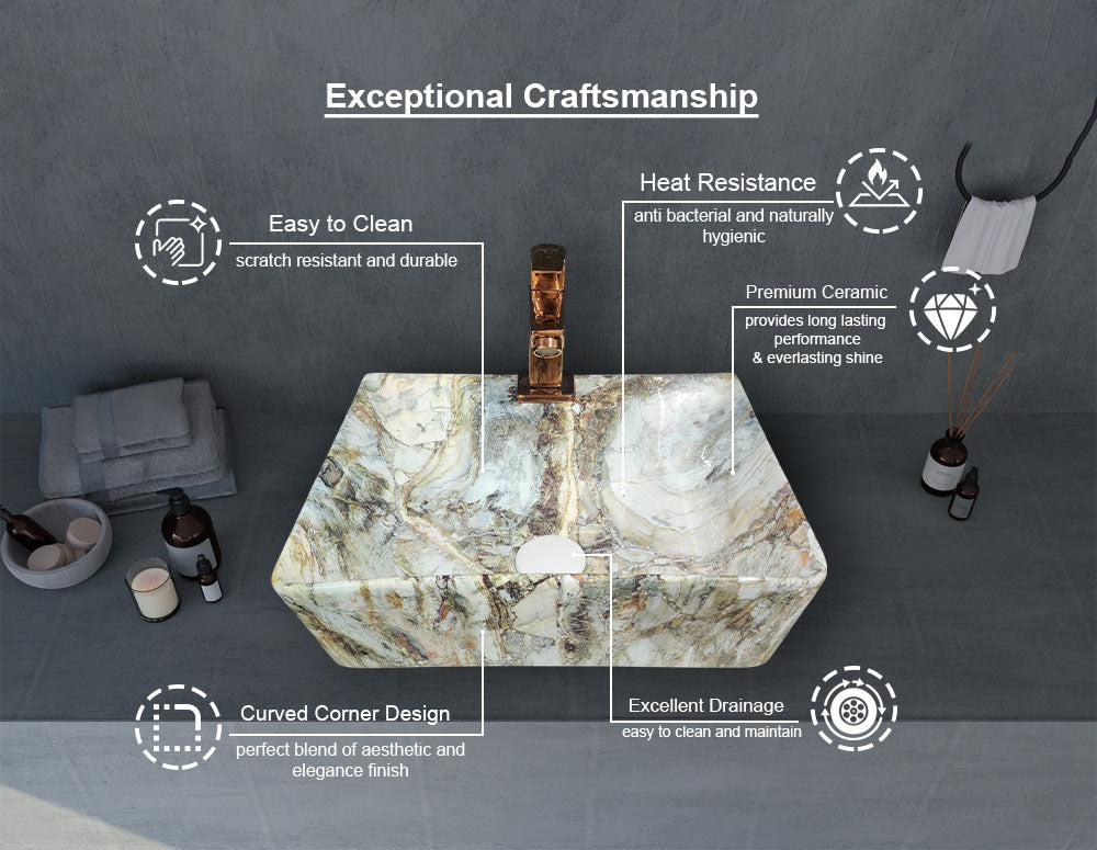 Delta 2 in 1 Table Top & Wall Hung Designer Wash Basin(M39) with Waste Pipe & Coupling set (16*12*5)(25) Wall Hung Basin(Multicolor)