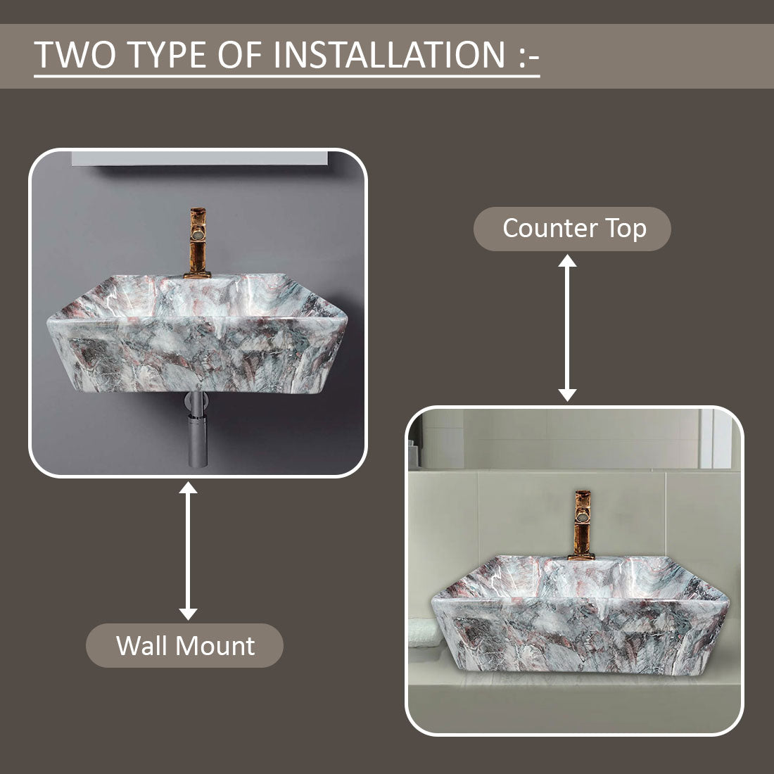 Delta 2 in 1 Table Top & Wall Hung Designer Wash Basin(M16) with Waste Pipe & Coupling set (16*12*5)(25) Wall Hung Basin(Multicolor)