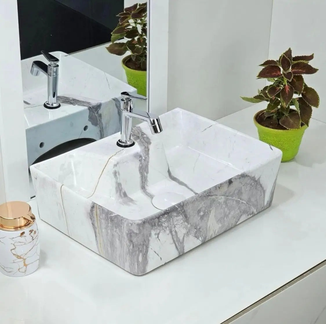 DELTA 2 in 1 Table Top & Wall Hung Designer Wash Basin(M07) with Waste Pipe & Coupling set (16*12*5)(07) Wall Hung Basin(Multicolor)