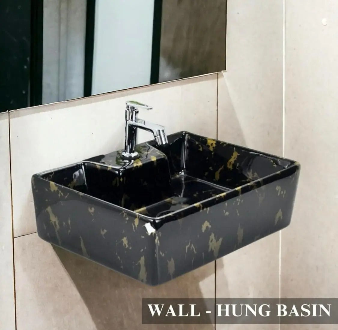 DELTA 2 in 1 Table Top & Wall Hung Designer Wash Basin(M24) with Waste Pipe & Coupling set (16*12*5)(24) Wall Hung Basin(Multicolor)