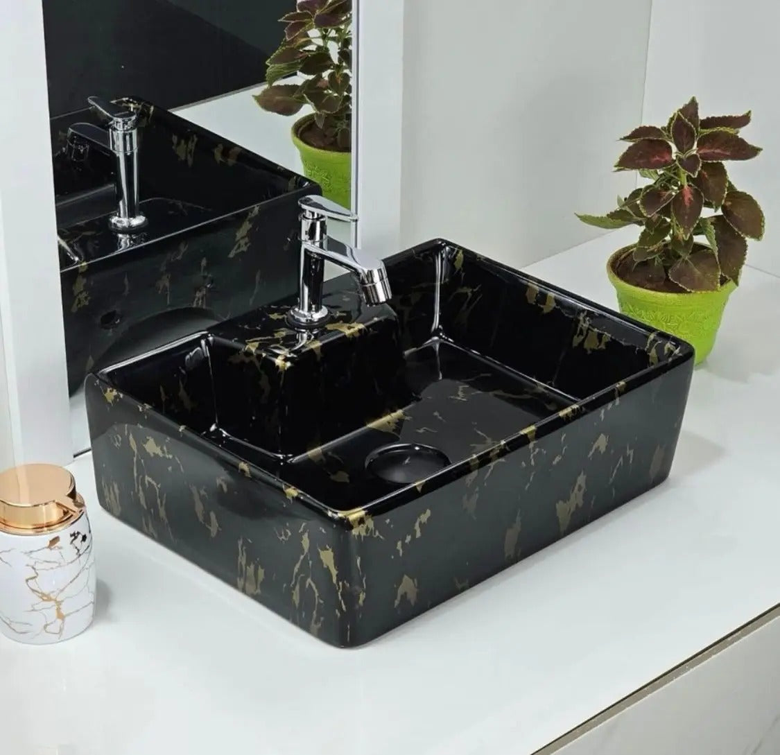 DELTA 2 in 1 Table Top & Wall Hung Designer Wash Basin(M24) with Waste Pipe & Coupling set (16*12*5)(24) Wall Hung Basin(Multicolor)