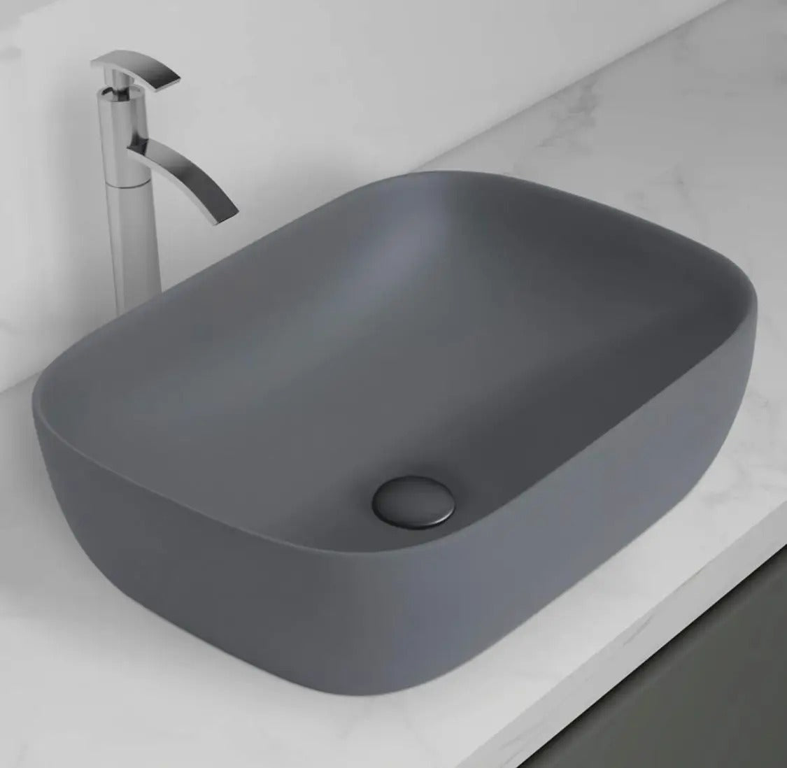 DELTA Table Top Designer Wash Basin (Grey Matt) with Waste Pipe & Coupling set (18*13*5)(Grey Matt) Wall Hung Basin(Multicolor)