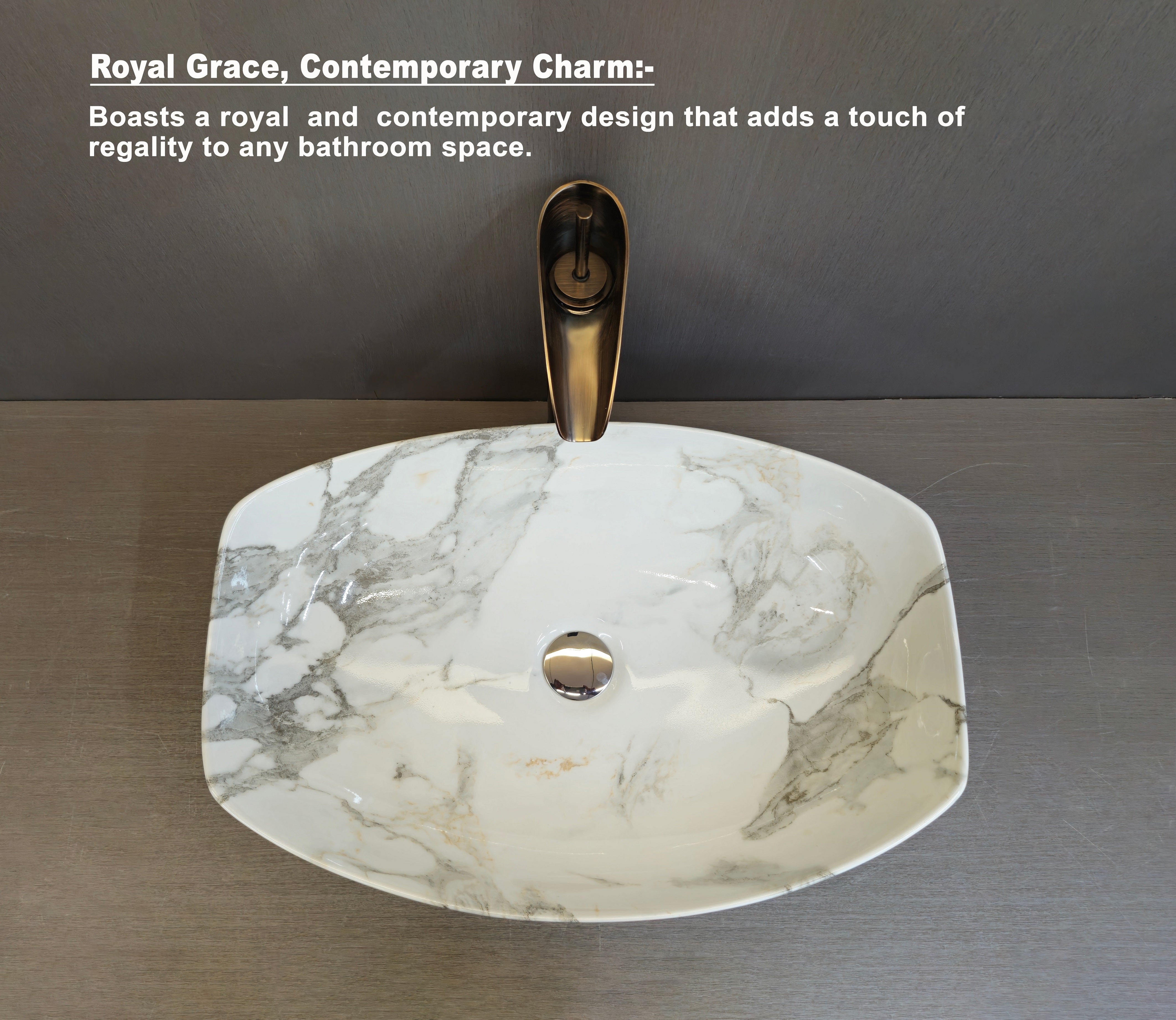 DELTA Table Top Premium Designer Ceramic Wash Basin(M60) (22*15*5)(M60) Table Top Basin (White)