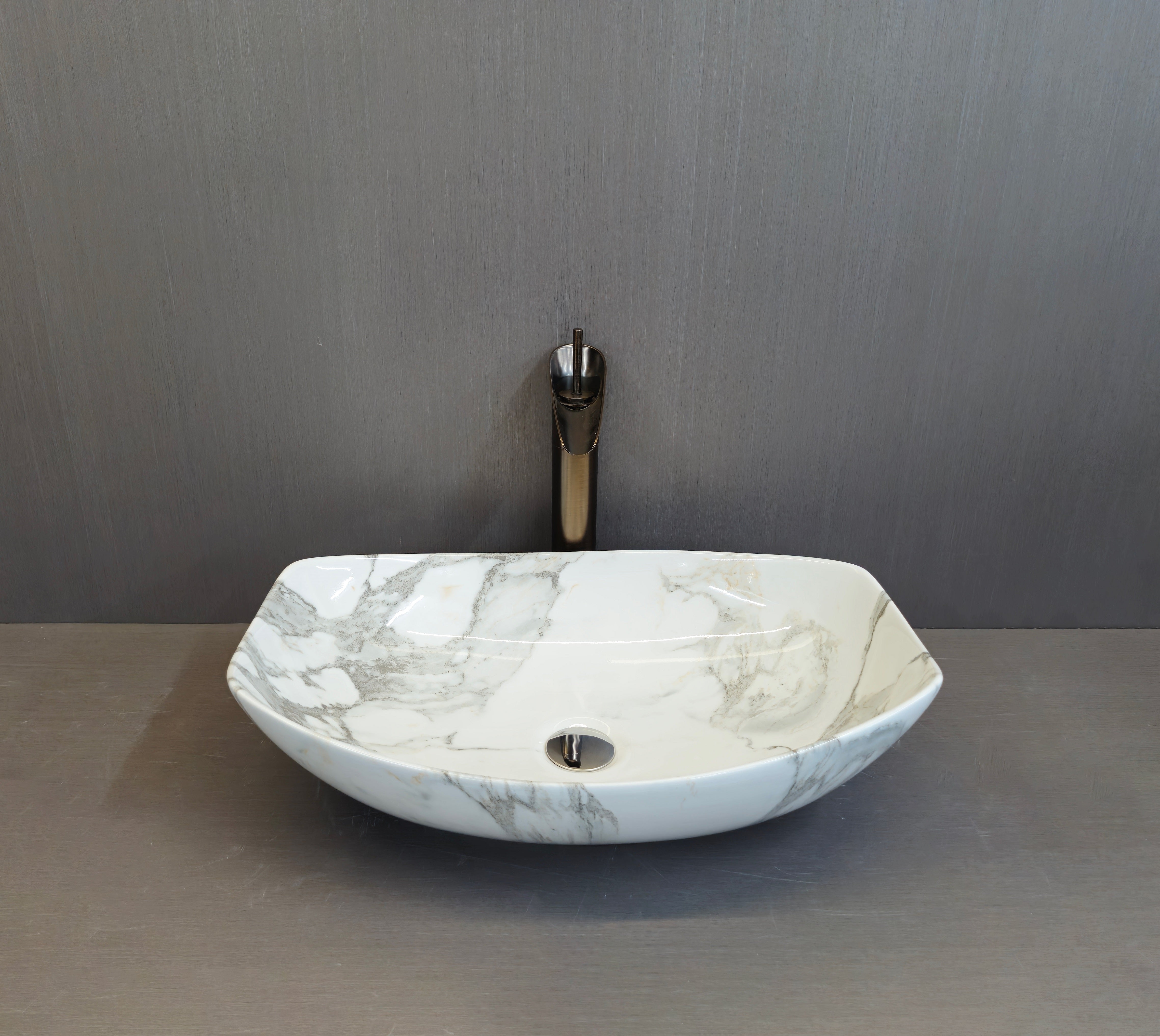 DELTA Table Top Premium Designer Ceramic Wash Basin(M60) (22*15*5)(M60) Table Top Basin (White)