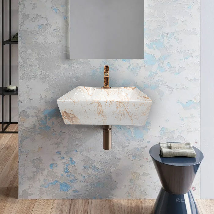 Delta 2 in 1 Table Top & Wall Hung Designer Wash Basin(M10) with Waste Pipe & Coupling set (16*12*5)(25) Wall Hung Basin(Multicolor)