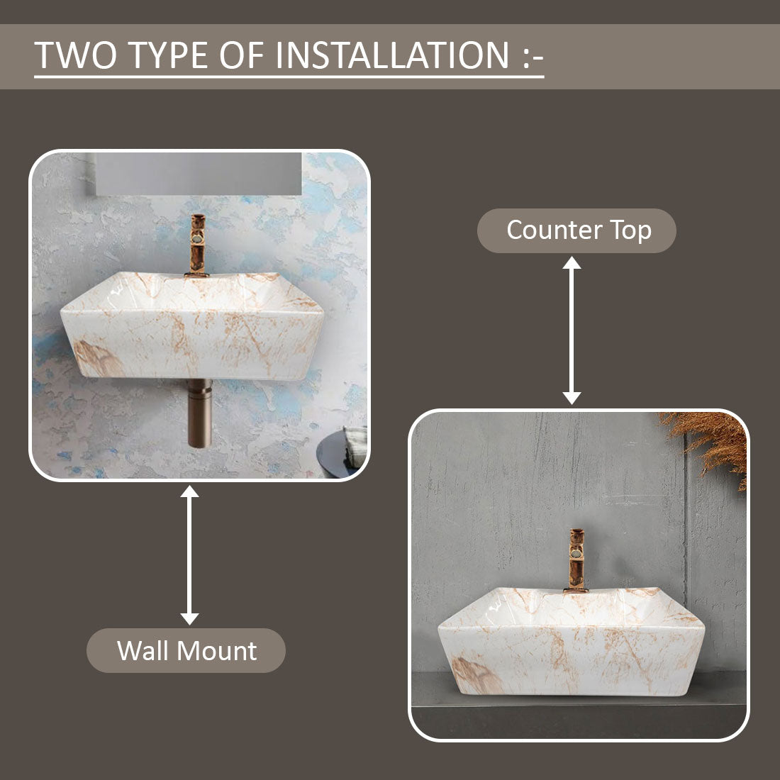 Delta 2 in 1 Table Top & Wall Hung Designer Wash Basin(M10) with Waste Pipe & Coupling set (16*12*5)(25) Wall Hung Basin(Multicolor)