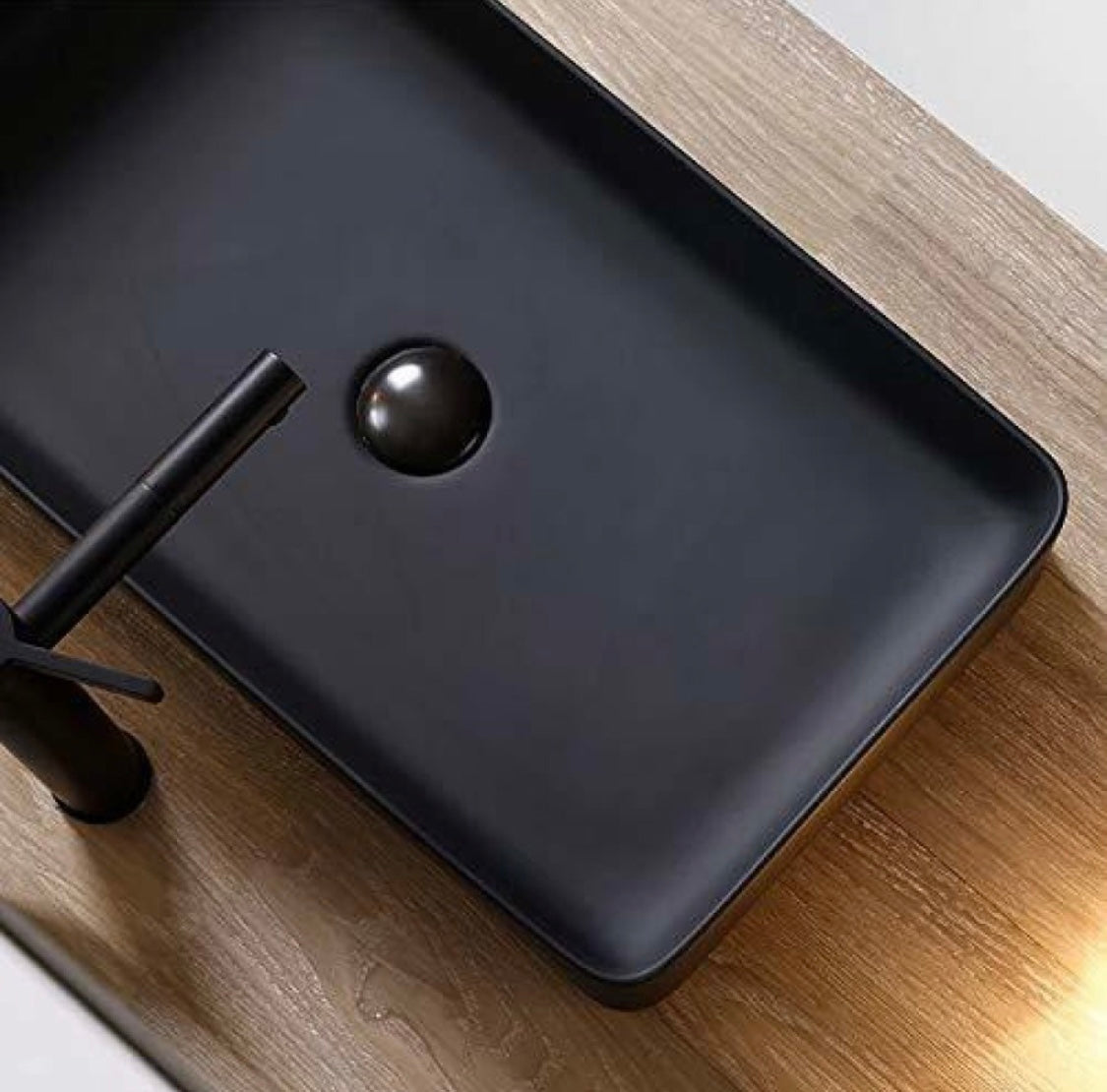 DELTA Big Size Imported Premium Designer Ceramic Wash Basin(Black-Matt) (24*13.5*5)(Black-Matt) Table Top Basin (Black)