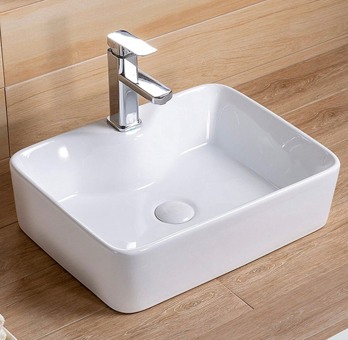 Delta Premium Designer Ceramic Wash Basin(White)with Waste Pipe & Coupling set (19*14*5)(White) Table Top Basin (White)