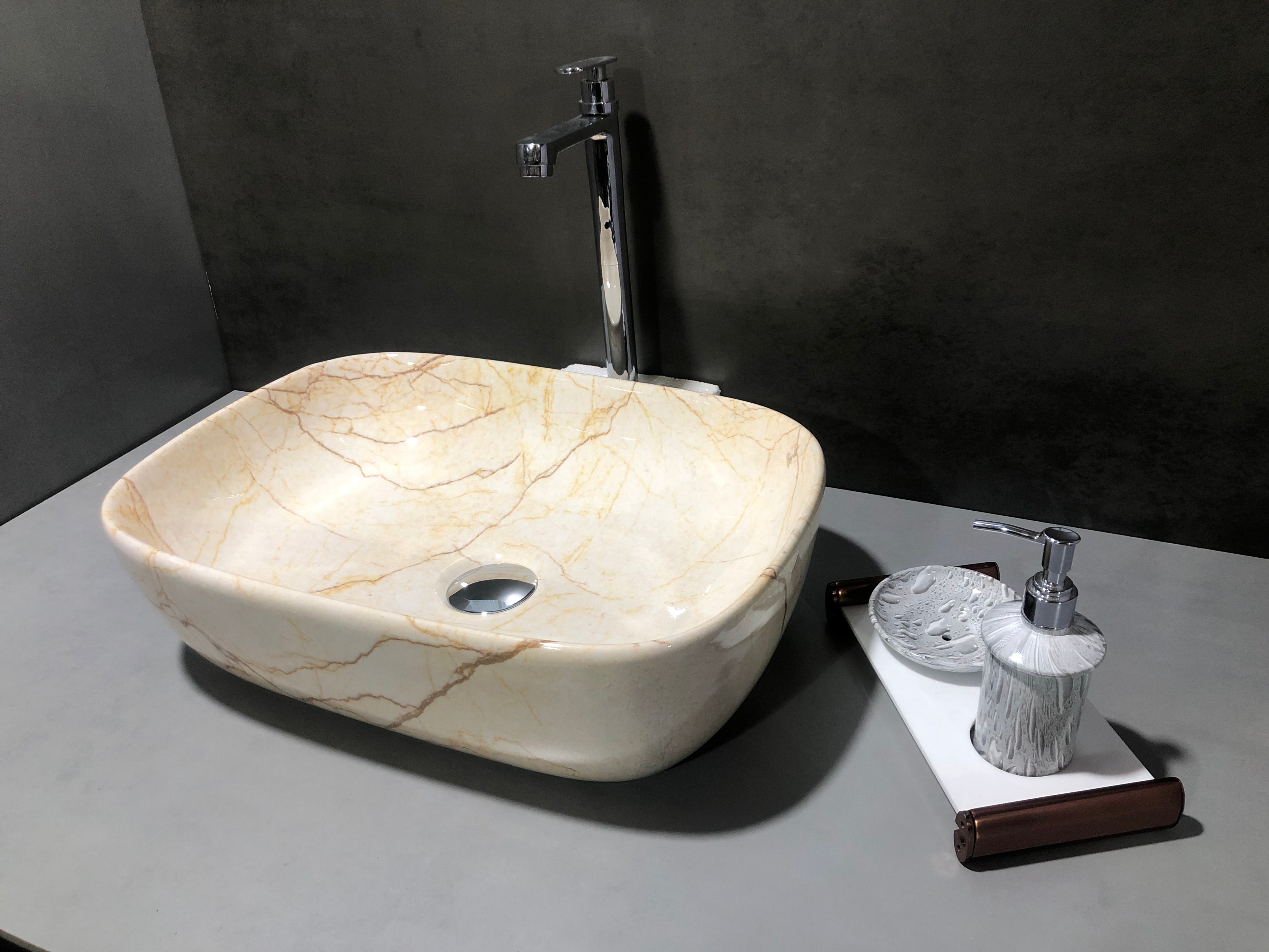 DELTA Table Top Premium Designer Ceramic Wash Basin(0040) (18x13x5)(0040) Table Top Basin (White)