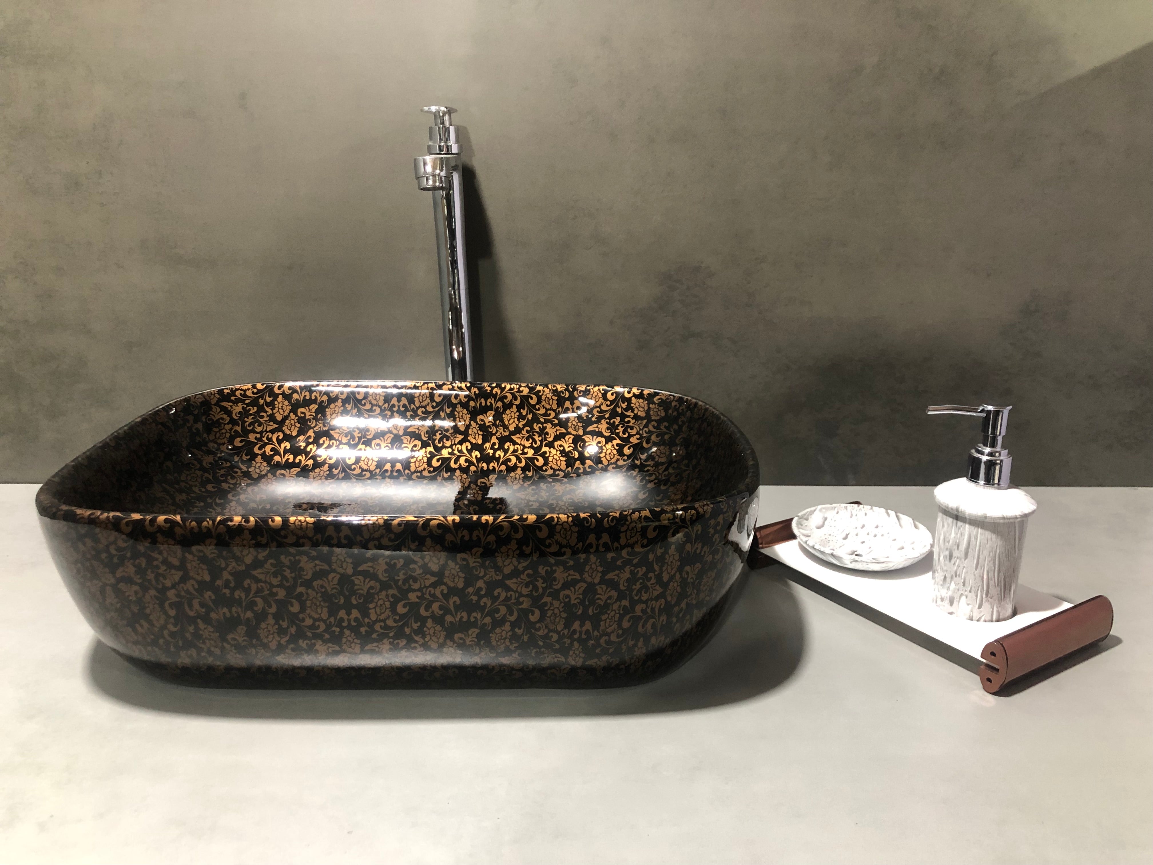 DELTA Designer Ceramic Wash basin (18*13*5)(M57) Table Top Basin (Black)