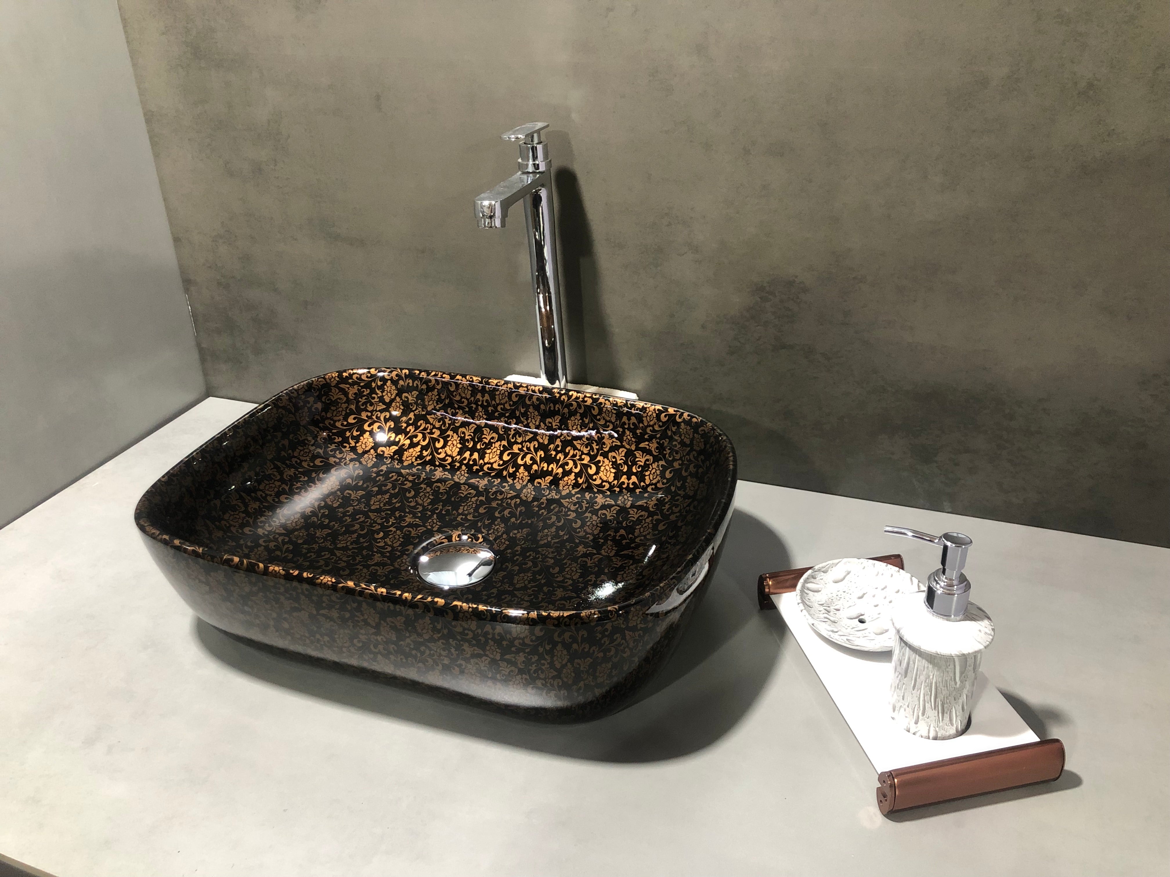 DELTA Designer Ceramic Wash basin (18*13*5)(M57) Table Top Basin (Black)