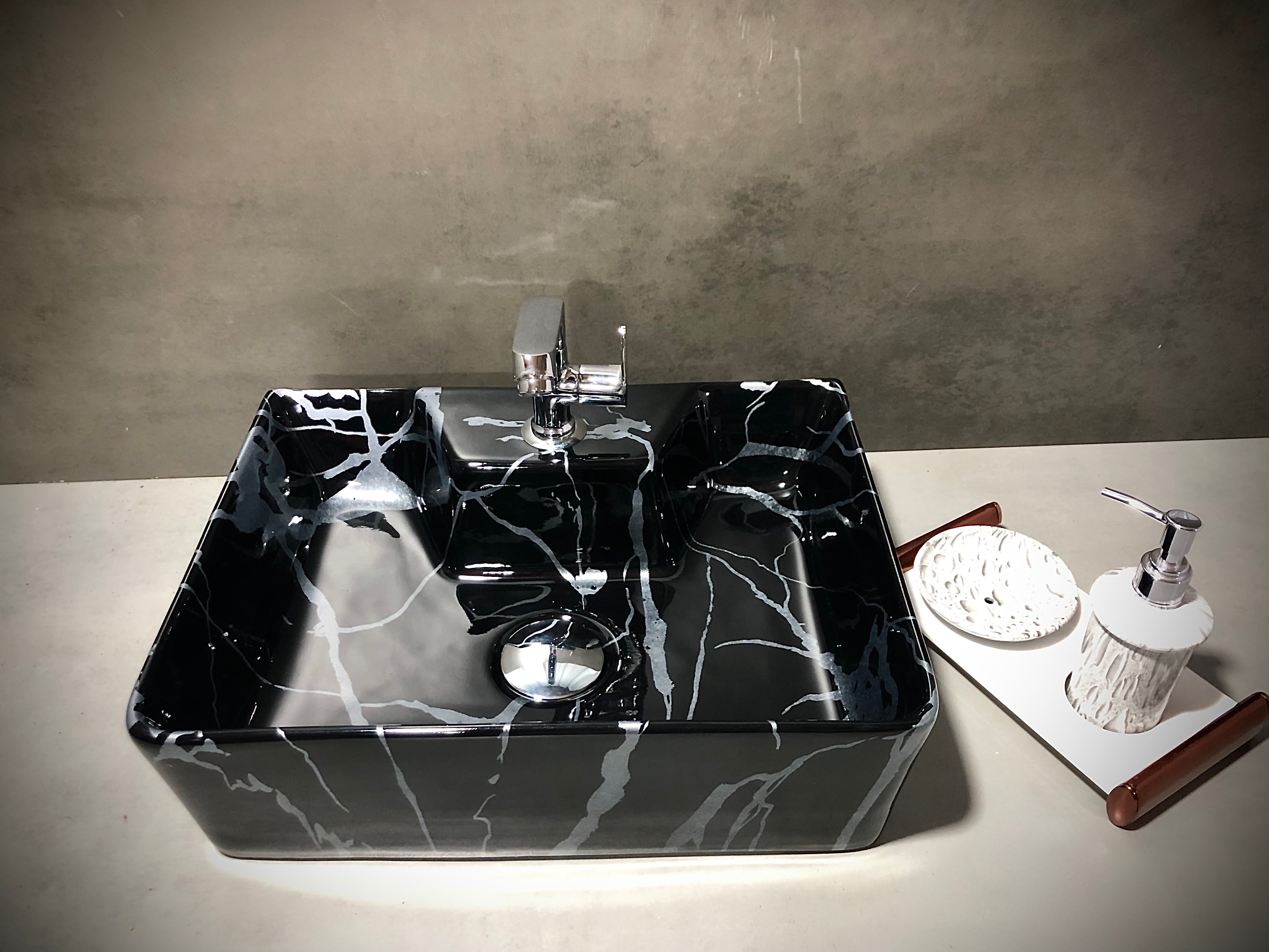 DELTA 2 in 1 Table Top & Wall Hung Designer Wash Basin with Waste Pipe & Coupling set (16*12*5)(M25) Wall Hung Basin (White, Black)