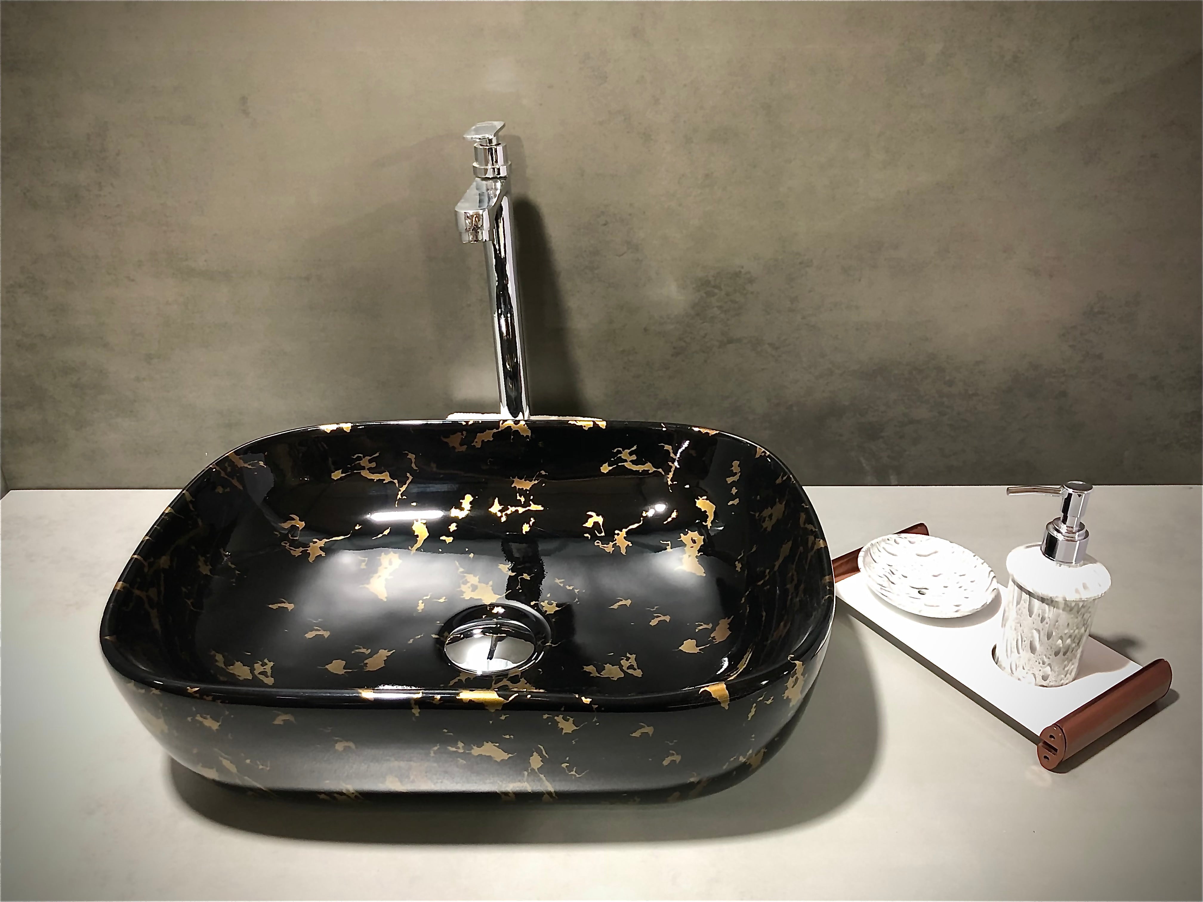 DELTA Premium Designer Ceramic Wash Basin(0024) RJ-1024 Table Top Basin (Black)