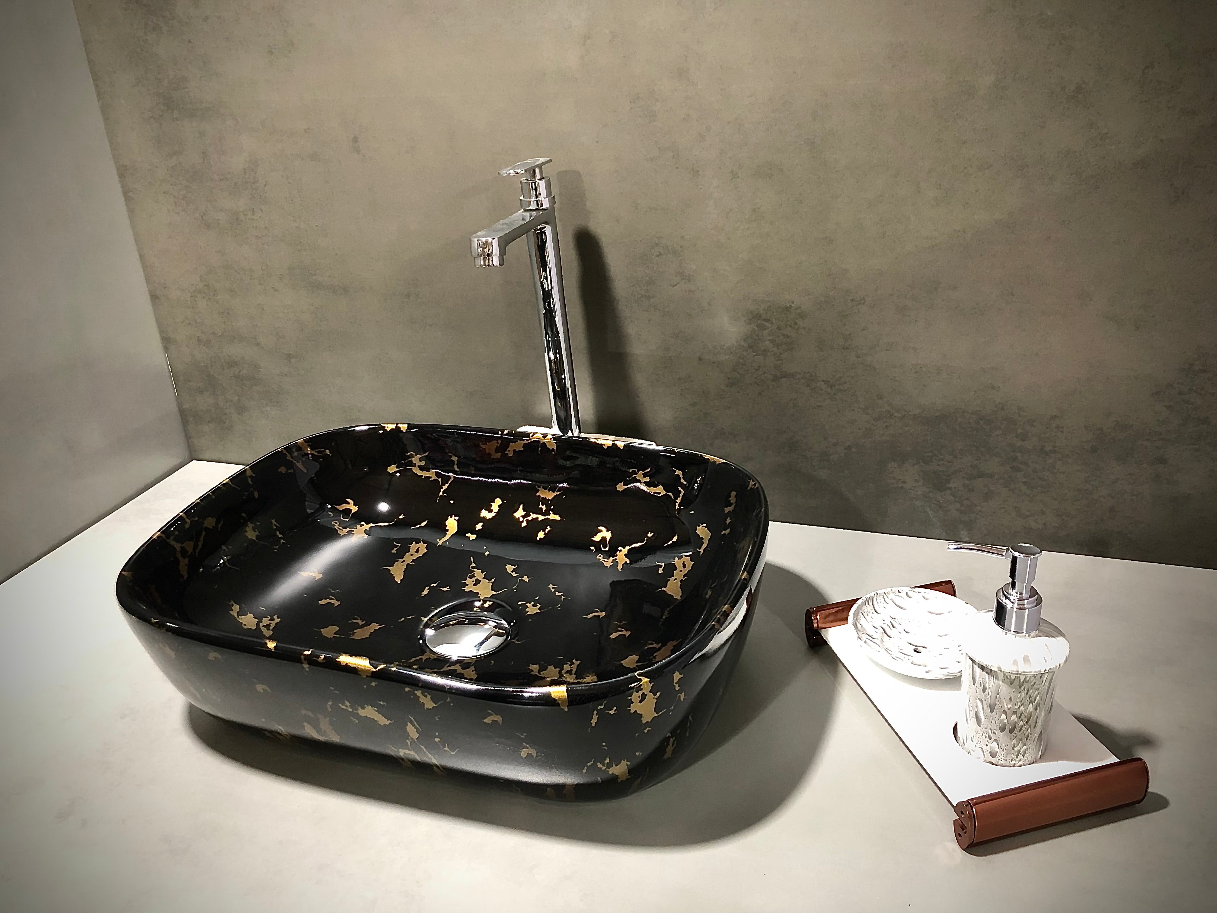 DELTA Premium Designer Ceramic Wash Basin(0024) RJ-1024 Table Top Basin (Black)