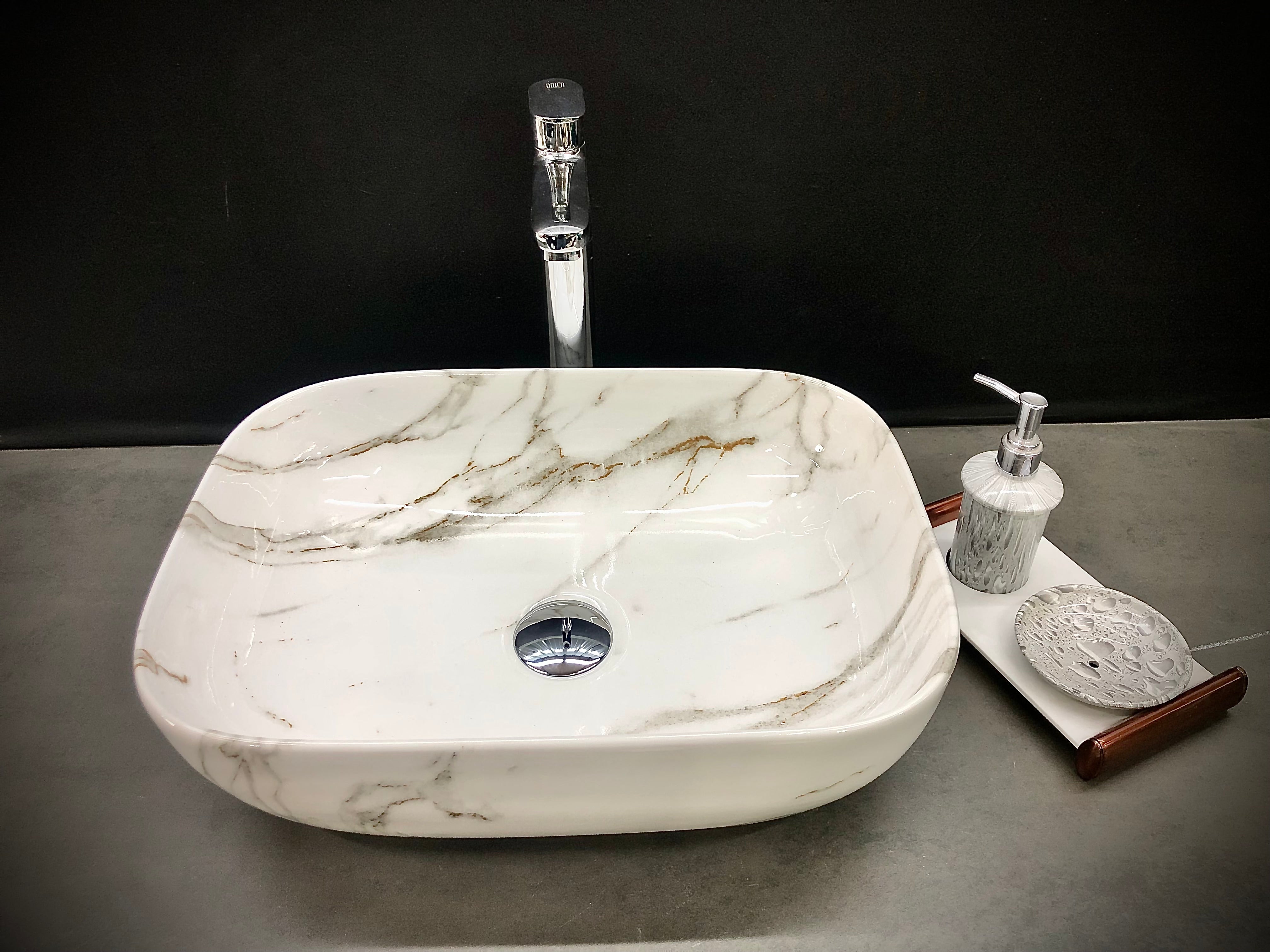 DELTA Premium Designer Ceramic Wash Basin(M34) with Waste Pipe & Coupling set (18x13x5)(M34) Table Top Basin (White)