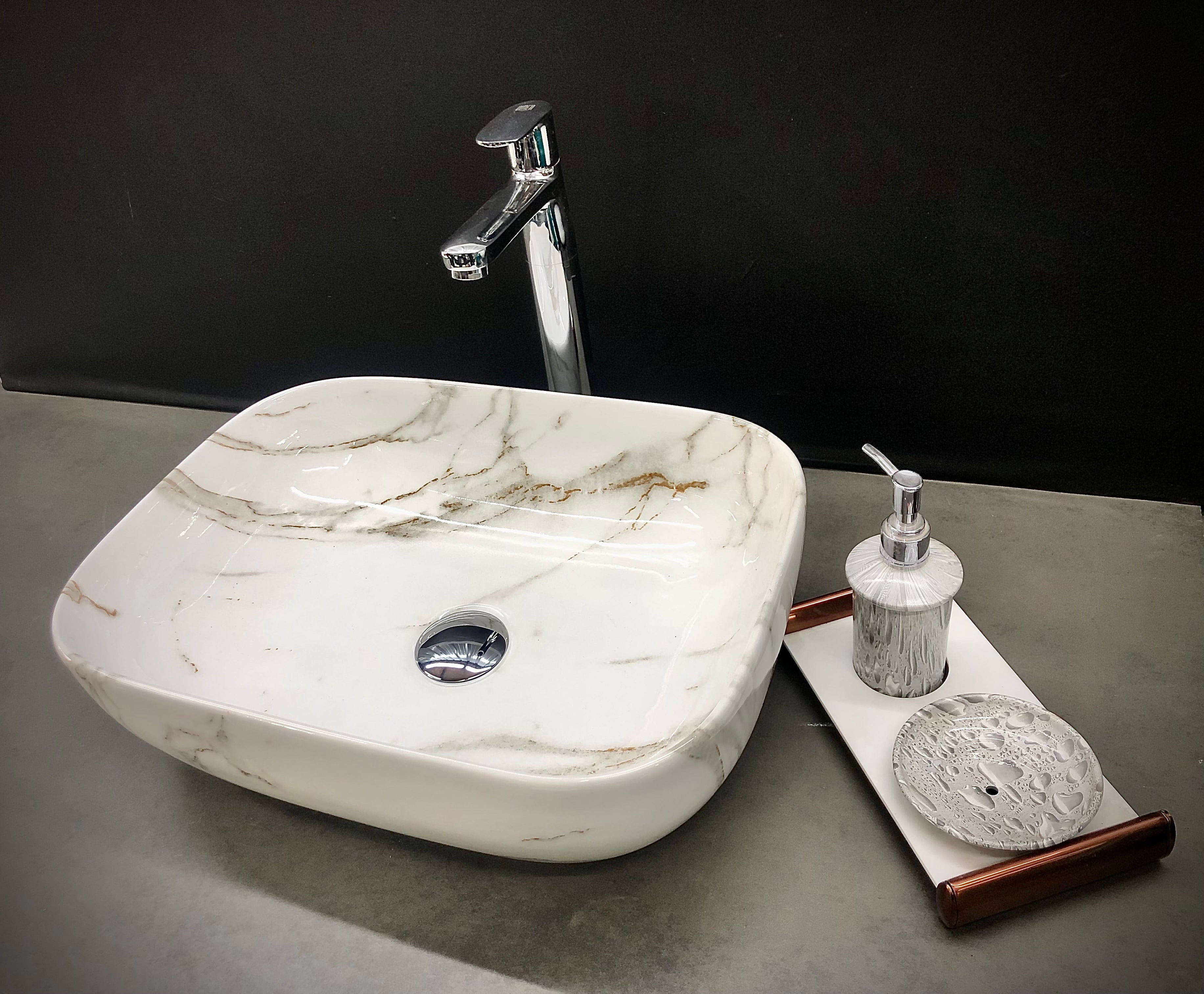 DELTA Premium Designer Ceramic Wash Basin(M34) with Waste Pipe & Coupling set (18x13x5)(M34) Table Top Basin (White)