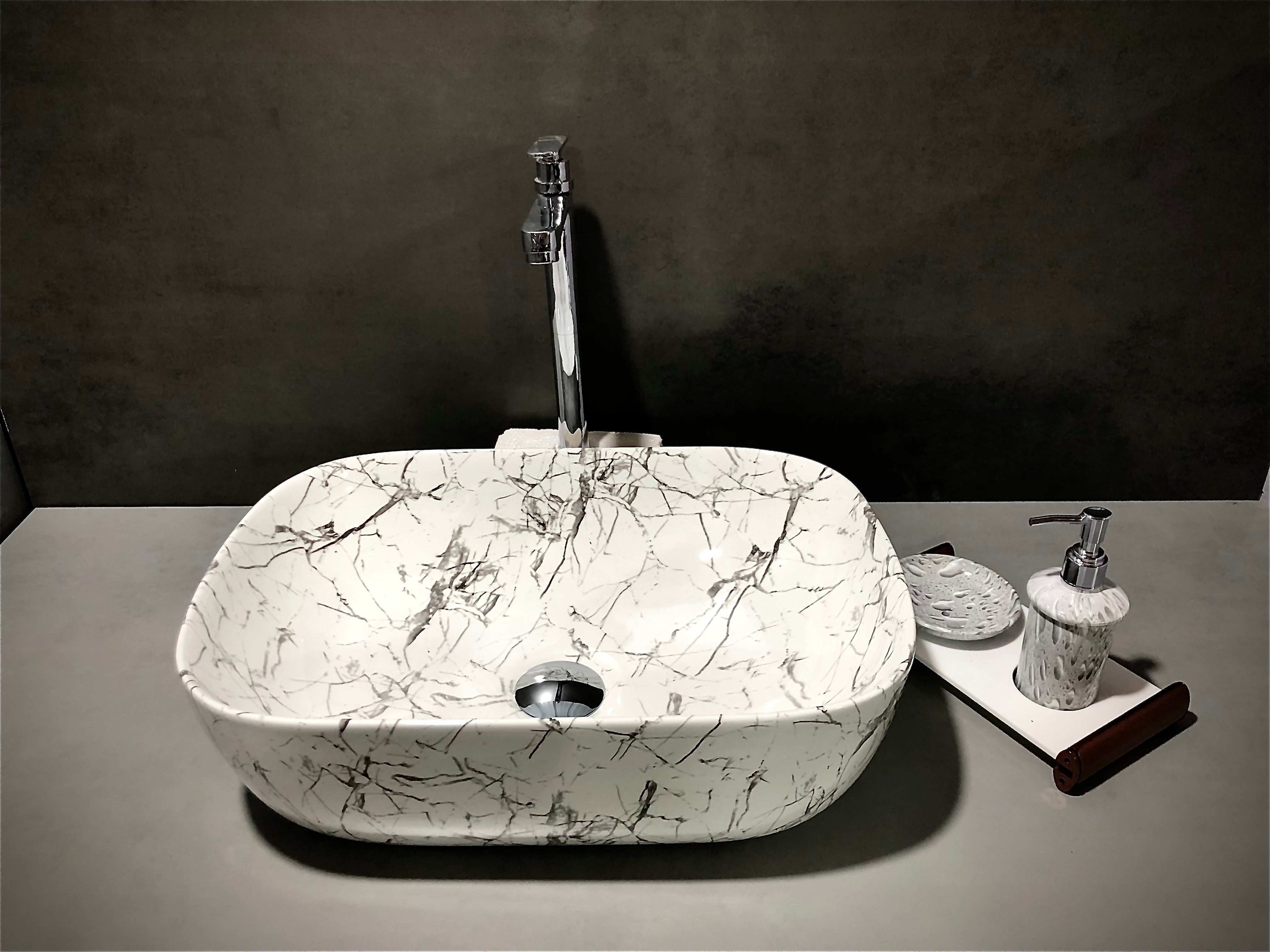 DELTA Premium Designer Ceramic Wash Basin(0006) (18x13x5)(0006) Table Top Basin (White)