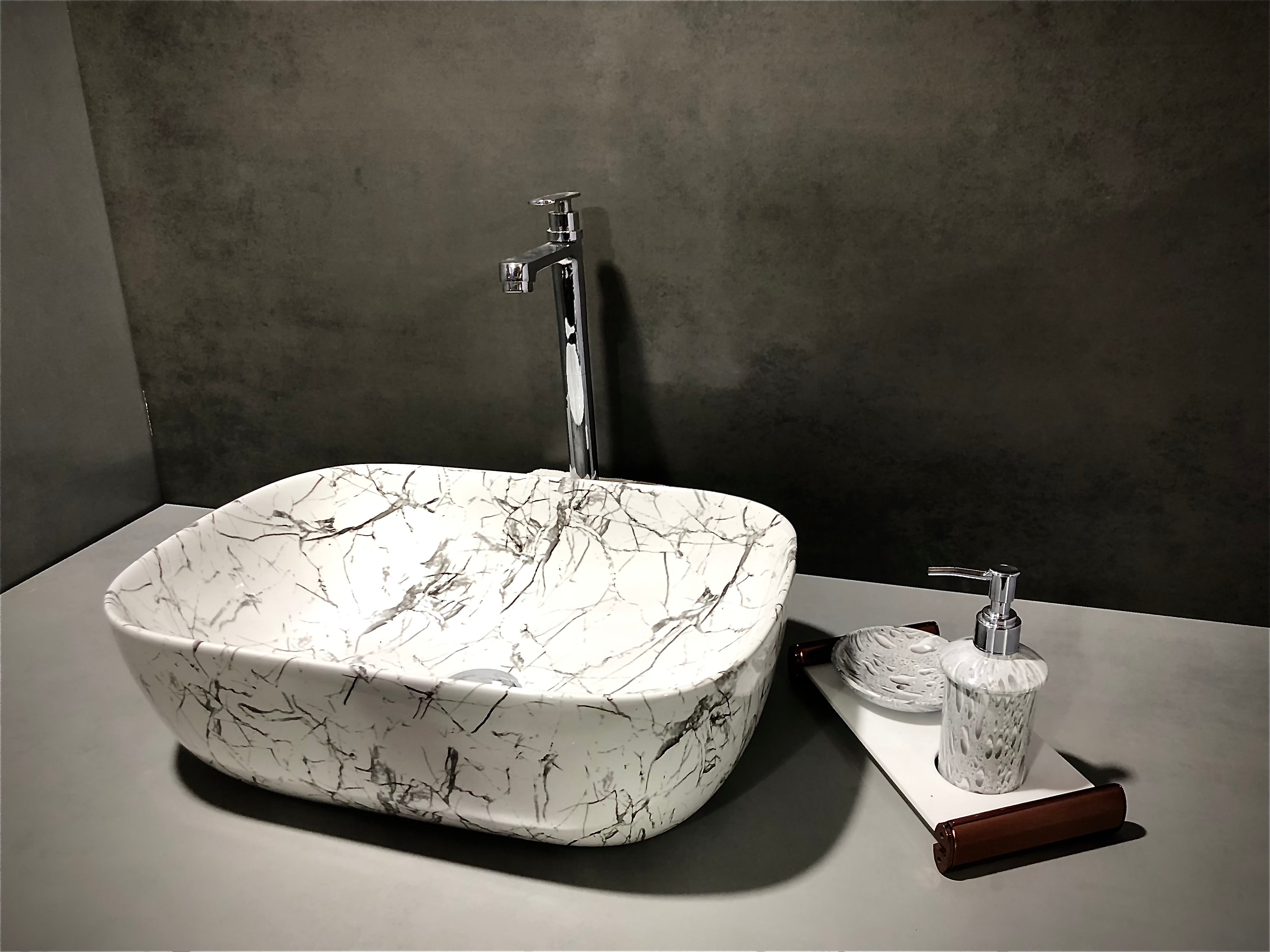 DELTA Premium Designer Ceramic Wash Basin(0006) (18x13x5)(0006) Table Top Basin (White)