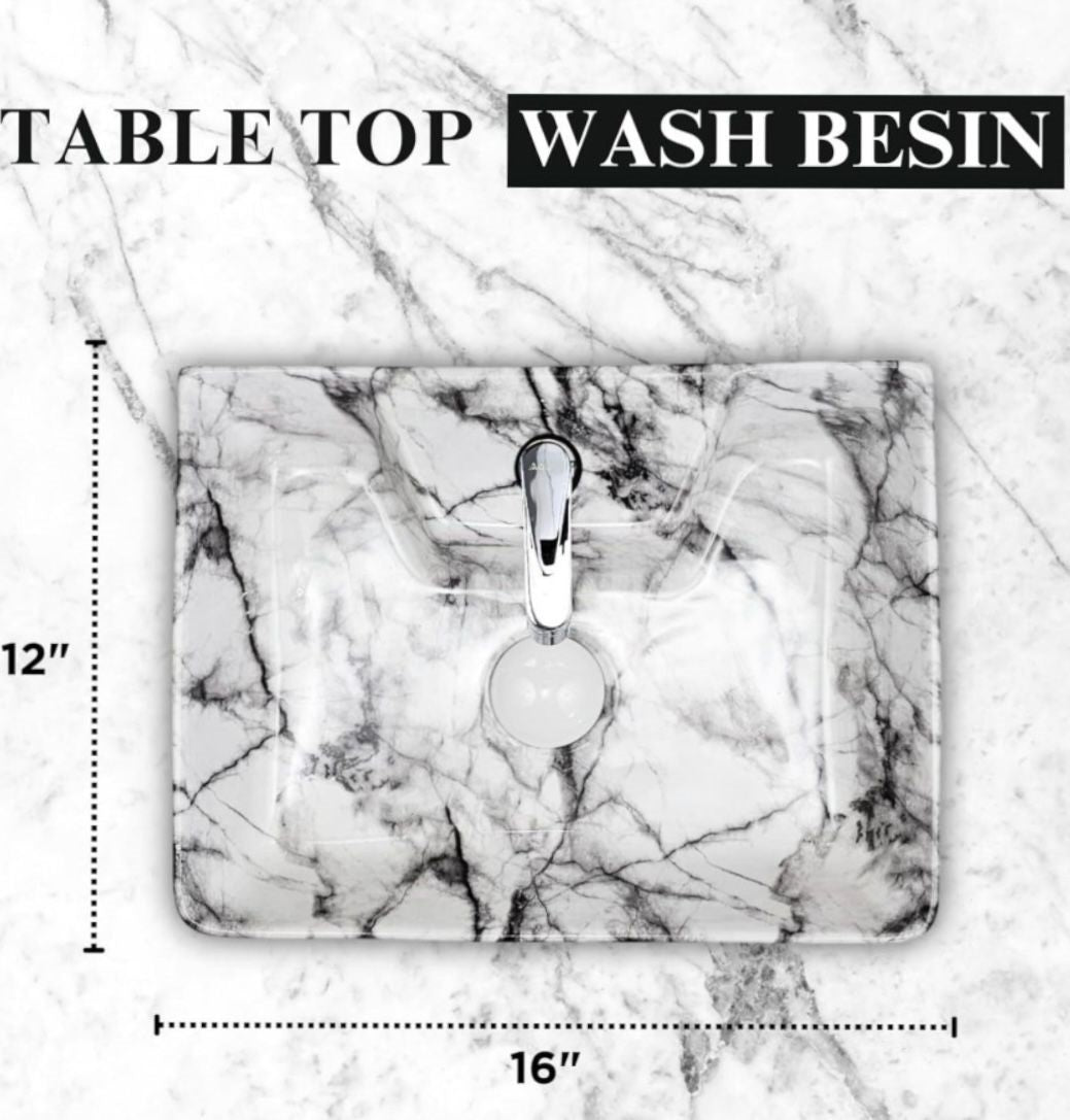 DELTA 2 in 1 Table Top & Wall Hung Designer Wash Basin(M04) with Waste Pipe & Coupling set (16*12*5)(04) Wall Hung Basin (Multicolor)