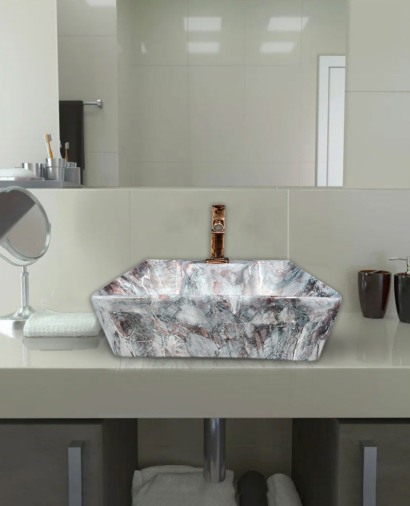 Delta 2 in 1 Table Top & Wall Hung Designer Wash Basin(M16) with Waste Pipe & Coupling set (16*12*5)(25) Wall Hung Basin(Multicolor)