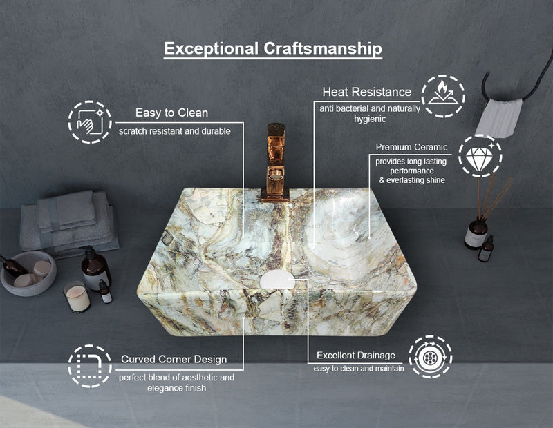 Delta 2 in 1 Table Top & Wall Hung Designer Wash Basin(M39) with Waste Pipe & Coupling set (16*12*5)(25) Wall Hung Basin(Multicolor)