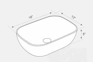 DELTA Premium Designer Ceramic Wash Basin(M01) (18x13x6)(M1001) Table Top Basin
