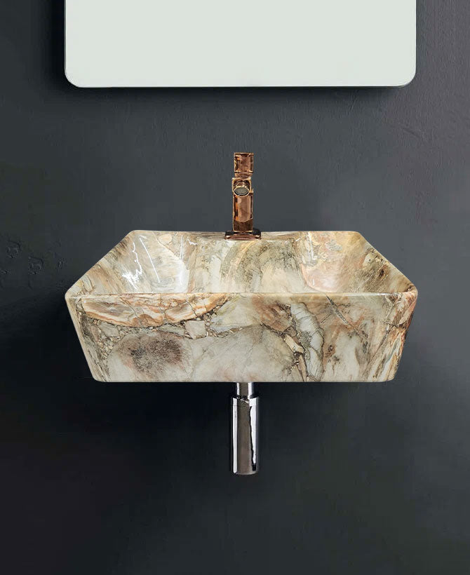 Delta 2 in 1 Table Top & Wall Hung Designer Wash Basin(M43) with Waste Pipe & Coupling set (16*12*5)(25) Wall Hung Basin(Multicolor)