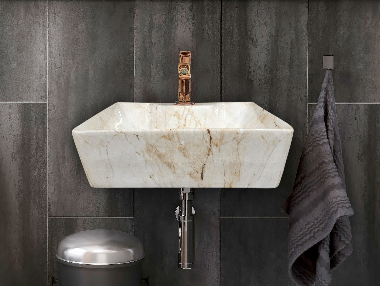 Delta 2 in 1 Table Top & Wall Hung Designer Wash Basin(M95) with Waste Pipe & Coupling set (16*12*5)(25) Wall Hung Basin(Multicolor)