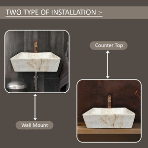 Delta 2 in 1 Table Top & Wall Hung Designer Wash Basin(M95) with Waste Pipe & Coupling set (16*12*5)(25) Wall Hung Basin(Multicolor)