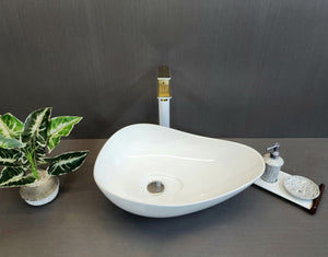 Delta Premium Designer Ceramic Wash Basin(White)with Waste Pipe & Coupling set (21*14.5*5)(White) Table Top Basin  (White)