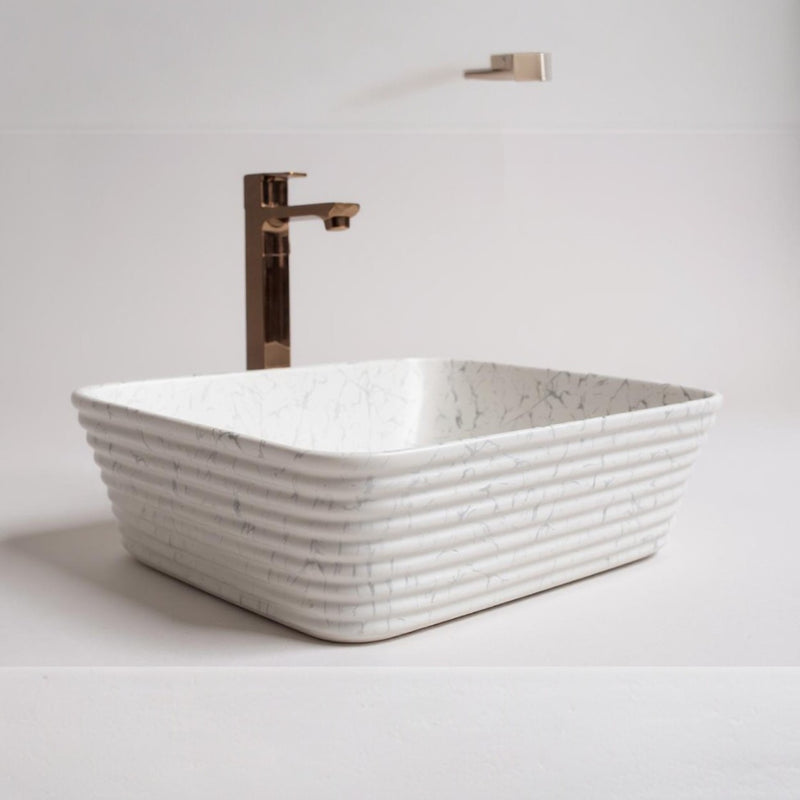 Delta Premium Designer Ceramic Wash basin Matt Finish (M03-Matt) (20x15x5)(M03-Matt) Table Top Basin (Multicolor)