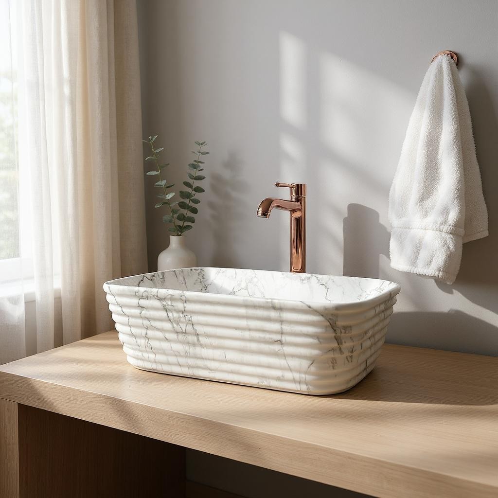 Delta Premium Designer Ceramic Wash basin Matt Finish Bruno (M05-Matt) (20x15x5)(M05-Matt) Table Top Basin (Multicolor)