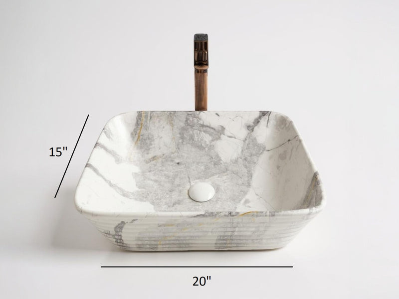 Delta Premium Designer Ceramic Wash basin Matt Finish Bruno (M07-Matt) (20x15x5)(M07-Matt) Table Top Basin (Multicolor)