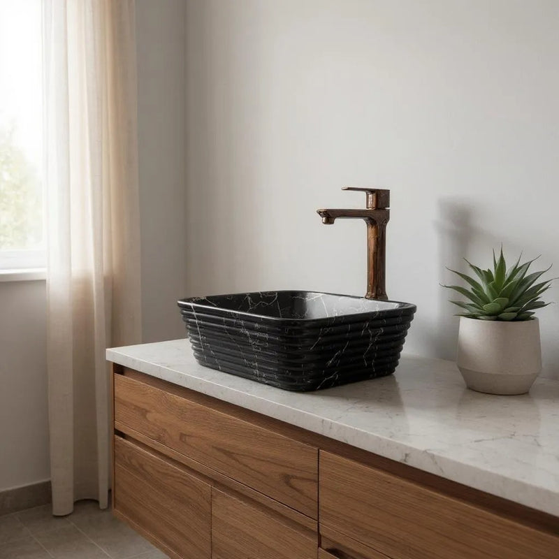 Delta Premium Designer Ceramic Wash basin Matt Finish (M25(RG)-Matt) (20x15x5)(M25(RG)-Matt) Table Top Basin (Multicolor)