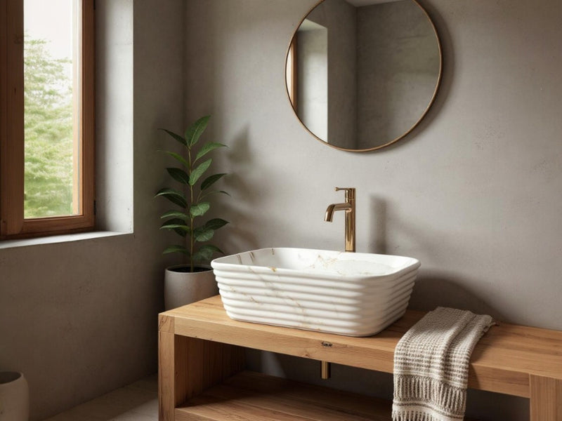 Delta Premium Designer Ceramic Wash basin Matt Finish (M34-Matt) (20x15x5)(M34-Matt) Table Top Basin (Multicolor)