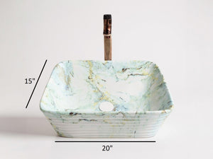 Delta Premium Designer Ceramic Wash basin Matt Finish (M48-Matt) (20x15x5)(M48-Matt) Table Top Basin (Multicolor)