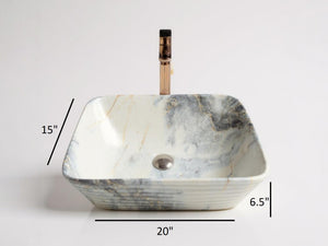 Delta Premium Designer Ceramic Wash basin Matt Finish (M49-Matt) (20x15x5)(M49-Matt) Table Top Basin (Multicolor)