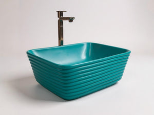 Delta Premium Designer Ceramic Wash basin Matt Finish (Green-Matt) (20x15x5)(Green-Matt) Table Top Basin (Multicolor)