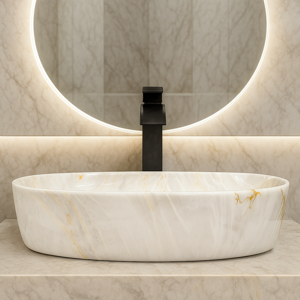 DELTA Premium Designer Ceramic Wash basin Finish (M70) (24x15x5) Table Top Basin (Multicolor)