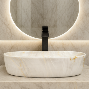 DELTA Premium Designer Ceramic Wash basin Finish (M70) (24x15x5) Table Top Basin (Multicolor)