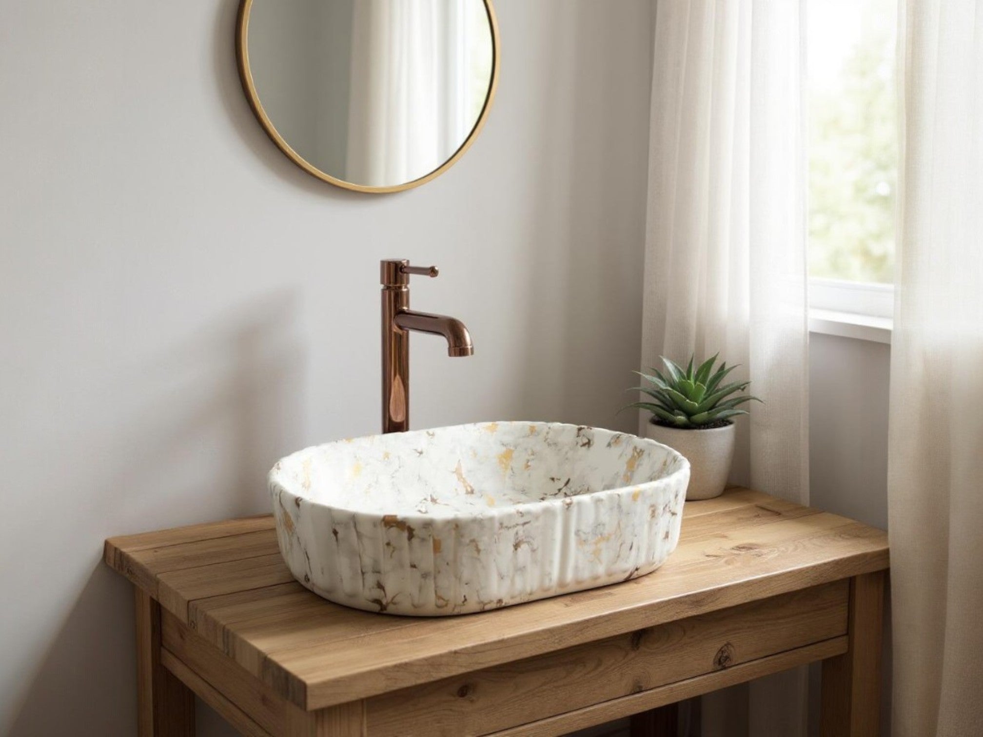 DELTA Designer Premium Ceramic Wash Basin(HR-Line) (19.5*13*5)(HR-Line 1001)Matt Table Top Basin  (Multicolor)