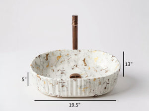 DELTA Designer Premium Ceramic Wash Basin(HR-Line) (19.5*13*5)(HR-Line 1001)Matt Table Top Basin  (Multicolor)